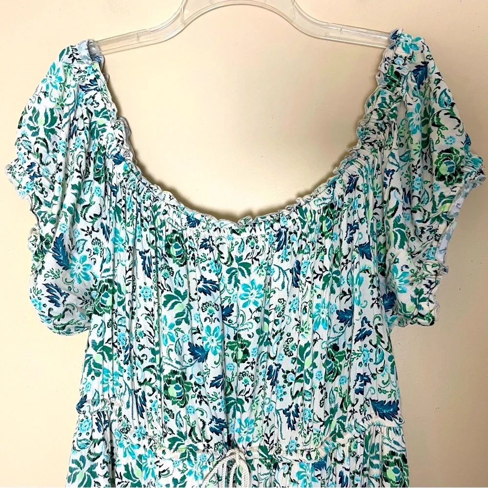 Torrid Off-Shoulder Midi Dress 3X Short Sleeves Ditzy Floral Cottagecore Peasant - Picture 6 of 14